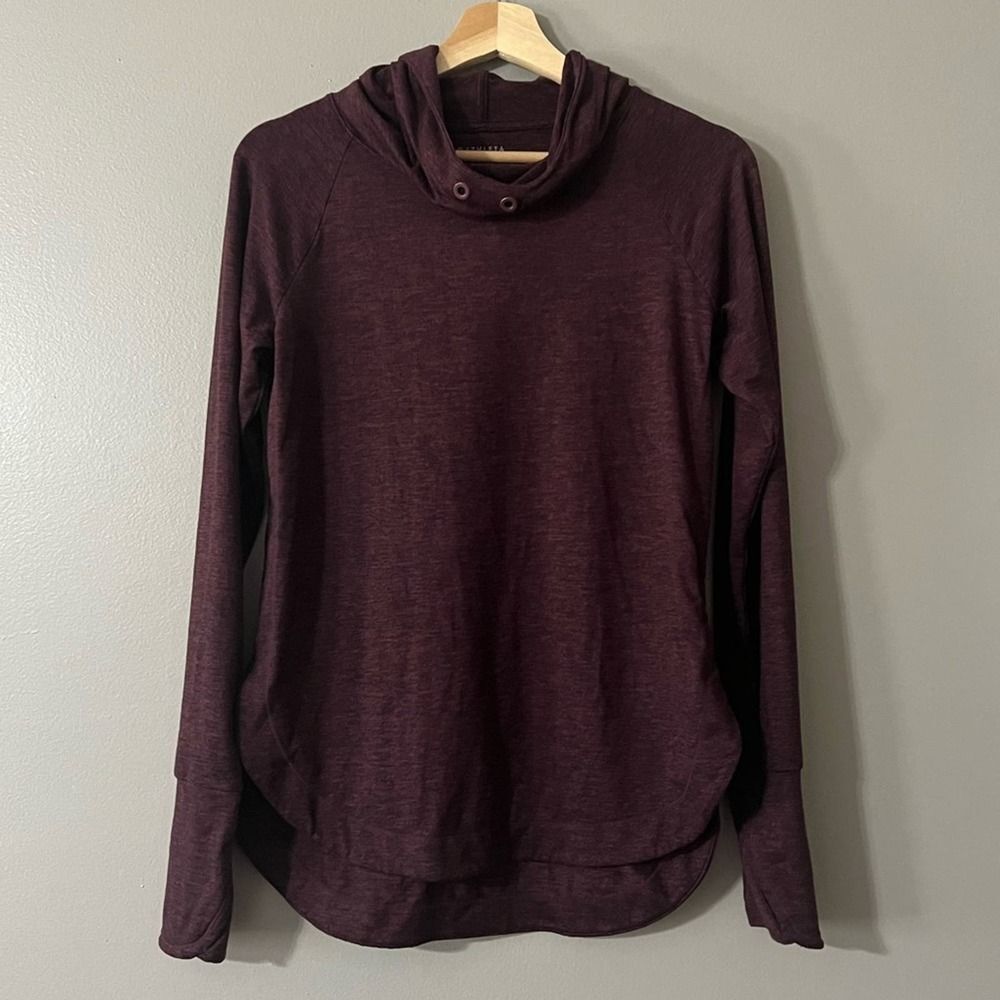Athleta heathered purple cowl neck long sleeve hoodie with thumbholes